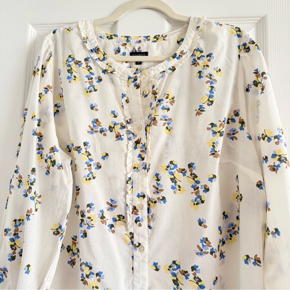 ☘️ 3/$17 Talbots Floral Long Sleeve Button Down Shirt Ruffle Detail XL - Picture 7 of 10